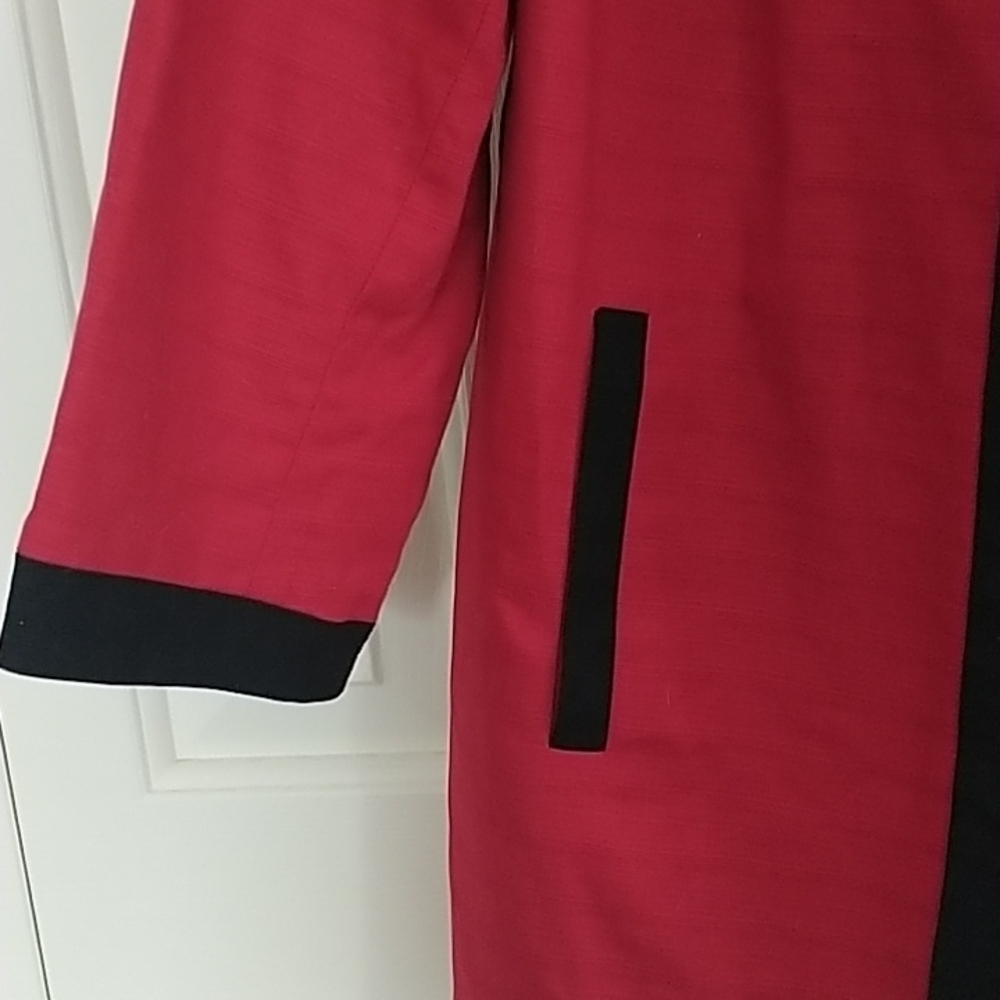 Chico's Color Block Sultry Red Duster Coat Jacket Sz Chico's 1 (US Small) NWT - Picture 7 of 11